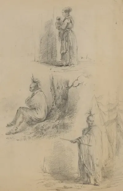 Two Native Americans And Woman Holding Baby