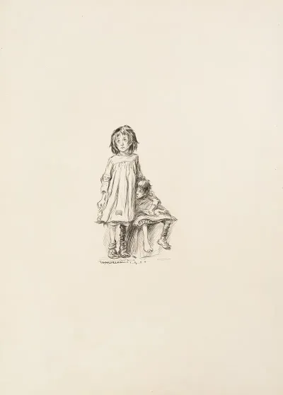 Two Poor Children Dress In Ragged Clothes