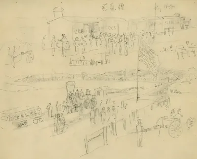 Two Sketches Of A Depot On The Charleston Savannah Railroad