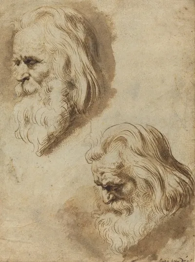 Two Studies Of An Elderly Mans Head