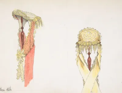 Two Views Side And Front Of A Hat On A Stand