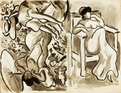 Two Women In A Garden One Seated Woman