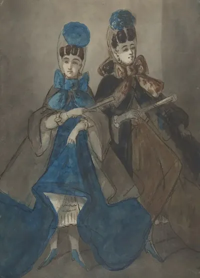Two Women With Fans
