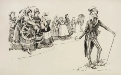 Uncle Sam Is Admired By Ladies Representing Several Countries