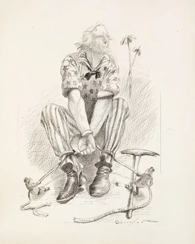 Uncle Sam Is Tied Hand And Foot By Two Miniature Men
