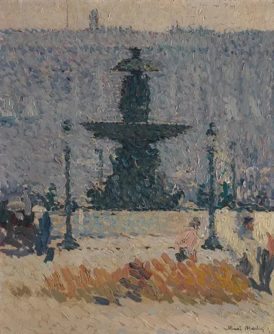 Une Des Fontaines De La Place De La Concorde A Paris