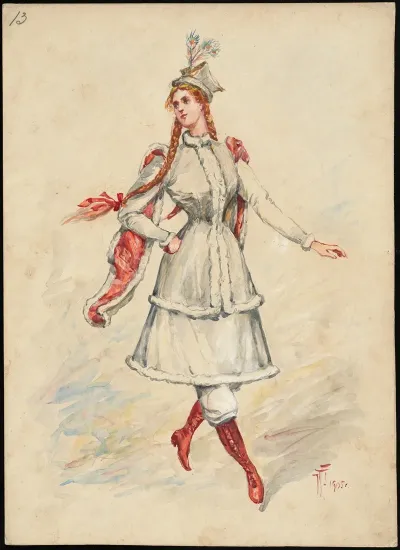 Unidentified Italian Opera Costume Design Plate 13