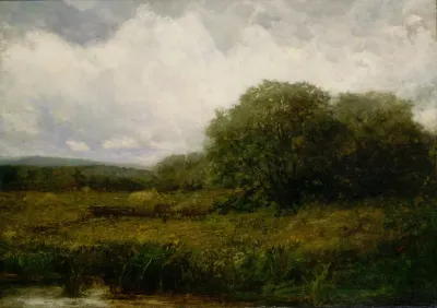 Untitled Landscape With Oxen And Haycart Crossing Bridge