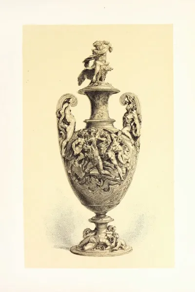 Vase In Silver Repousse Work The Subject Representing Jupiter Warring With The Titans