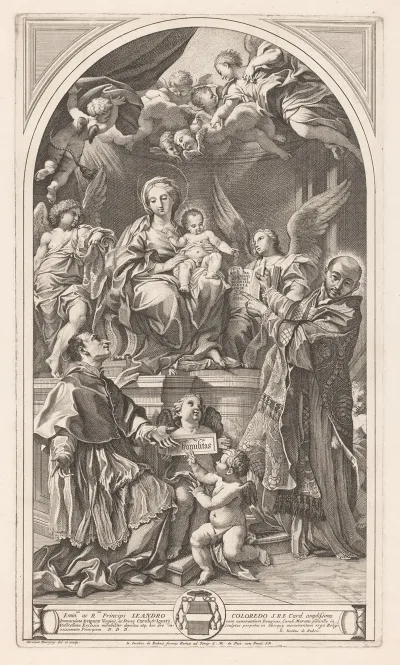 Veneration Of Mary And Child By Carolus Borromeus And Ignatius Of Loyola