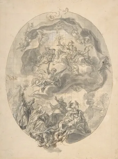 Veneration Of The Eucharist By The Peoples Of The World Allegories Of The Four Continents