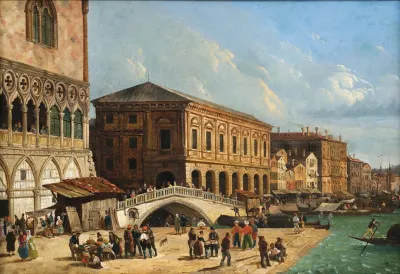 Venice A View Of Riva Degli Schiavoni With Ponte Della Paglia