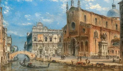 Venice A View Of San Zanipolo With The Colleoni Equestrian Monument