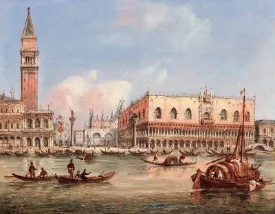 Venice A View Of The Piazzetta And The Doges Palace From The Bacino Di San Marco