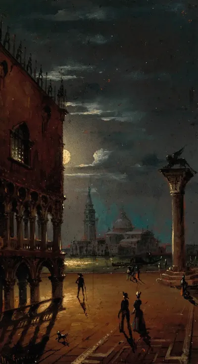 Venice Moonlit Night With A View Of The Palazzo Ducale And San Giorgio Maggiore