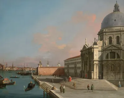 Venice The Grand Canal Looking East With Santa Maria Della Salute