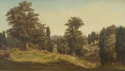 View Of A Cemetery With Constantinople In The Background