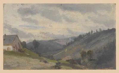 View Of Przesieka Behind A Barn On The Slope