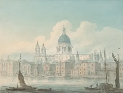 View Of St Pauls Cathedral From The Southbank Of The River Thames London