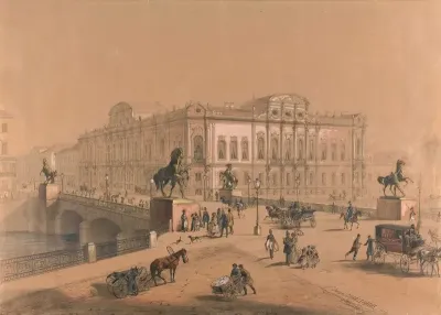 View Of The Anichkov Bridge St Petersburg