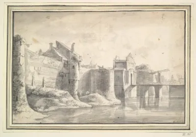 View Of The City Walls Of Utrecht With St Marys Church In The Distance