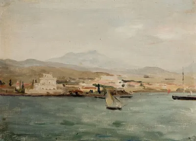 View Of The Port In Saloniki From The Journey To Palestine