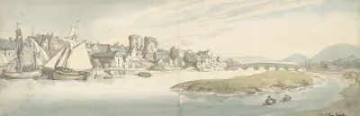 View Of Town On A River Carwitham Castle