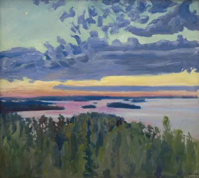 View Over A Lake At Sunset