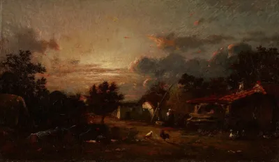 Village Scene Sunset