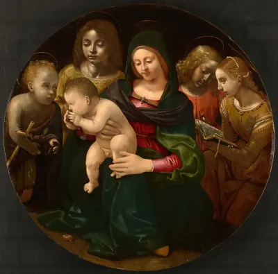 Virgin And Child With The Young Saint John The Baptist Saint Cecilia And Angels