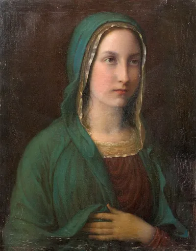 Virgin Mary Holding Her Veil