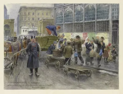 Vor Der Detailmarkthalle I Zedlitzgasse An Einem Verkaufstage Der Von Der Gemeinde Wien Abgegebenen Kartoffel Kriegsjahre 1914 16