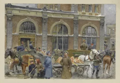 Vor Der Fleischmarkthalle Iii Invalidenstrasse Im Kriegswinter 1917 18