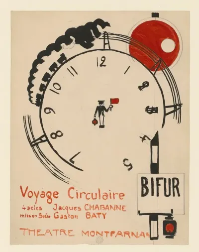 Voyage Circulaire Maquette Daffiche Maquette Daffiche Train Circulant Autour Dun Cadran De Pendule