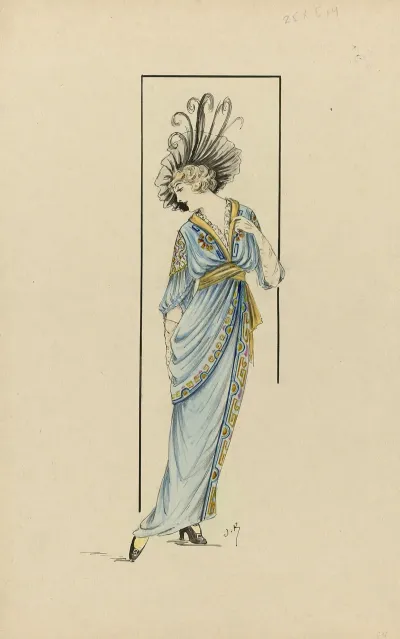Vrouw In Blauwe Jurk 1913 1914
