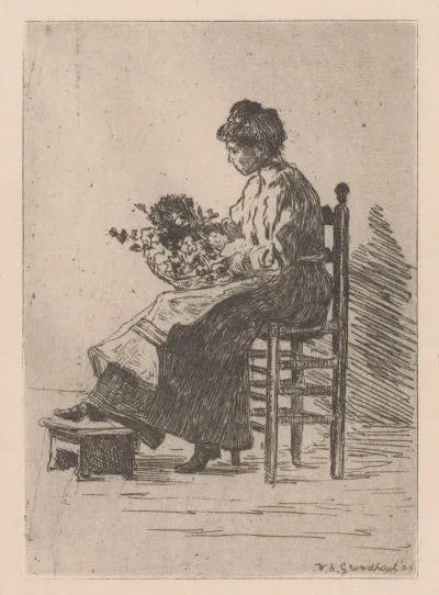 Vrouw Met Bloemen Op Haar Schoot