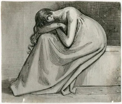Vrouw Op Een Bank Het Hoofd In De Armen Begraven
