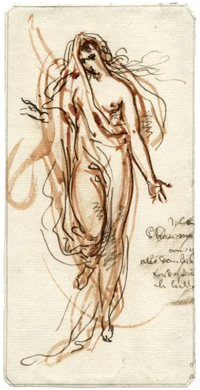 Vrouwenfiguur Met Opgetrokken Been Half Gesluierd
