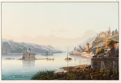Vue De Caub Du Pfalz Des Ruines De Schoenberg Et Gutenfels
