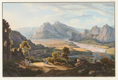 Vue De La Ruine De Haldenstein Au Dessus De Ragatz Et De La Ville De Sargans