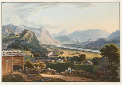 Vue Du Chateau Et Du Village De Vaduz