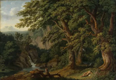 Waldlandschaft Mit Dem Schlafenden Von Tauben Behuteten Knaben Horaz