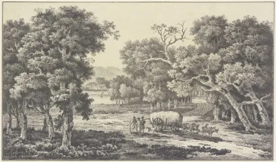 Waldlandschaft Mit Einem Guterwagen