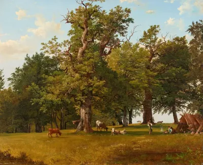 Waldlandschaft Mit Hirten Und Kuhen