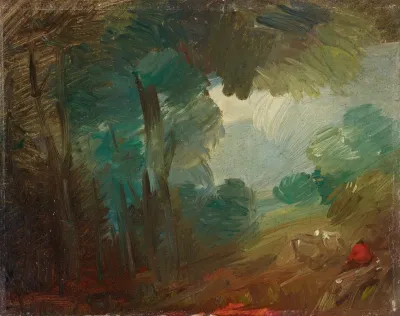 Waldlandschaft Mit Kuhen Und Bauern