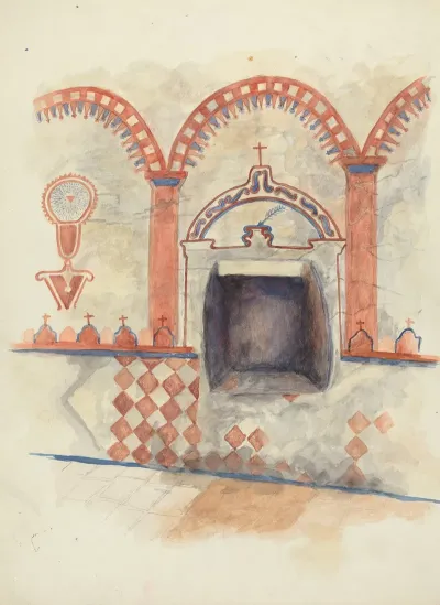 Wall Painting And Baptismal Niche