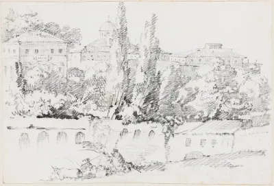 Walls Of Rome With Santa Maria Del Popolo In The Distance