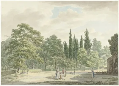 Wandelaars Op Een Terras Van De Villa Conti Te Frascati