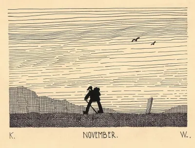 Wanderer Und Zwei Vogel Am Himmel
