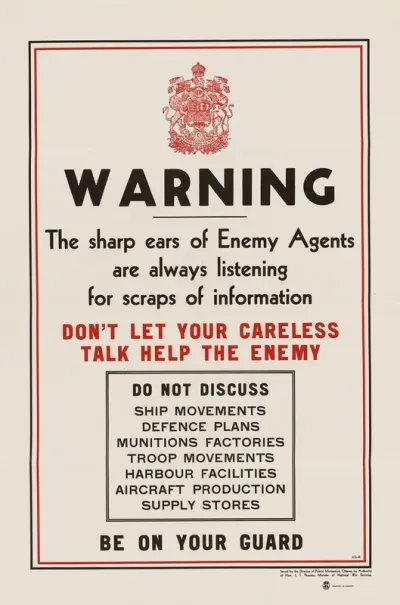 Warning The Sharp Ears Of Enemy Agents Are Always Listening For Scraps Of Information
